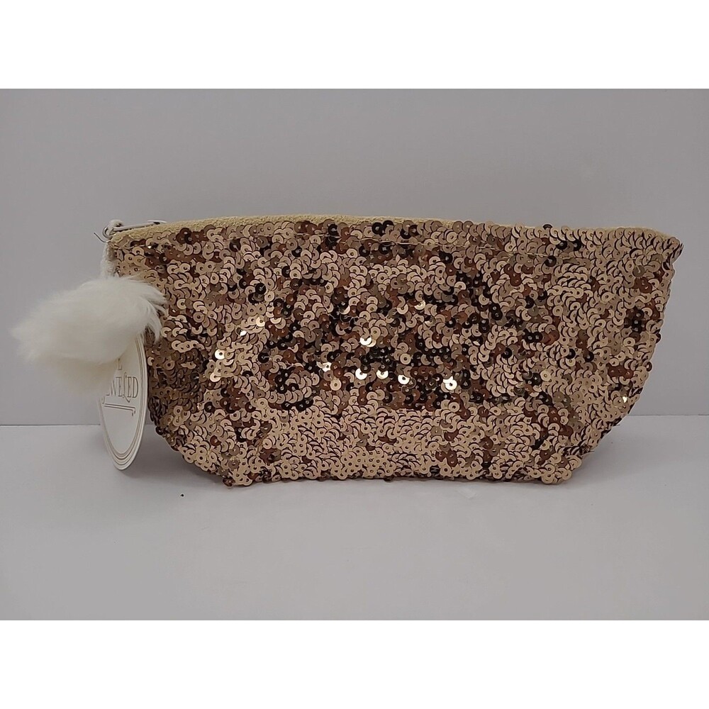 Pottery Barn Teen Bling "Be Jeweled" Sequin Pouch Makeup Travel Bag Pom Pom New